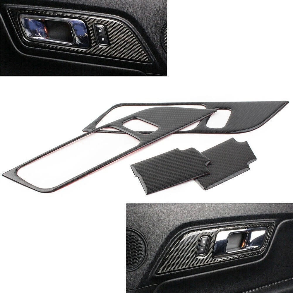 Carbon Fiber Interior Door Handle Frame Trim for Ford Mustang (2015–2019)