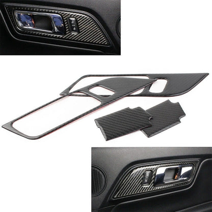Carbon Fiber Interior Door Handle Frame Trim for Ford Mustang (2015–2019)