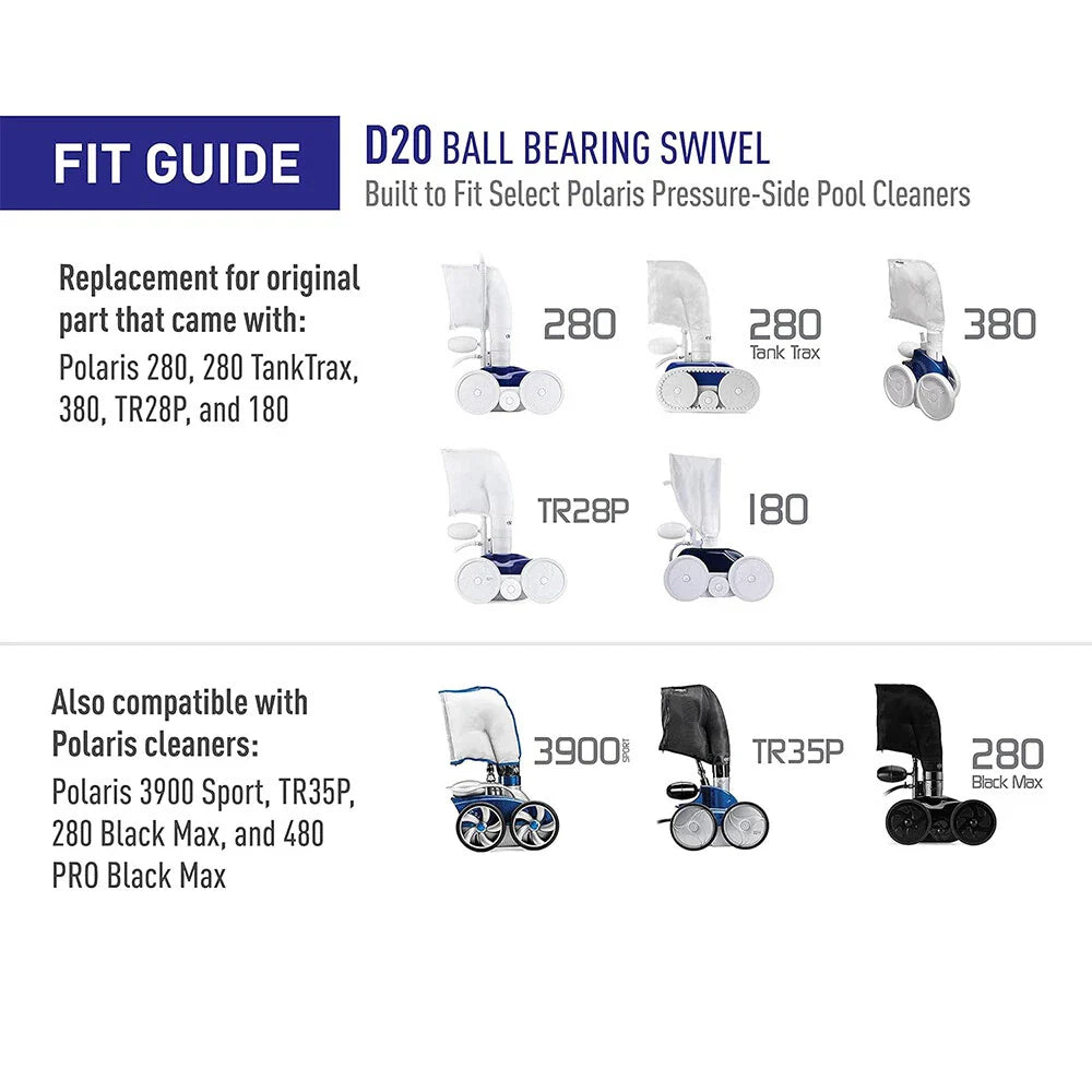 D20 Pool Cleaner Hose Swivel Connectors for Polaris 180 280 380 3900