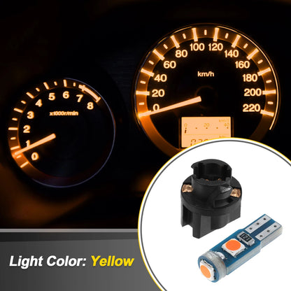 Set of 2 T5 3030 3SMD LED Bulbs Light Yellow for Car Instrument Panel