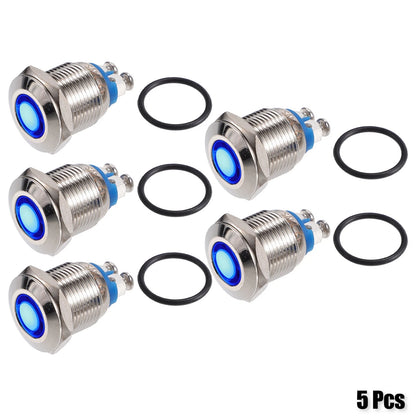 5 Pcs 12mm LED Waterproof Pilot Indicator Lights for Universal Use