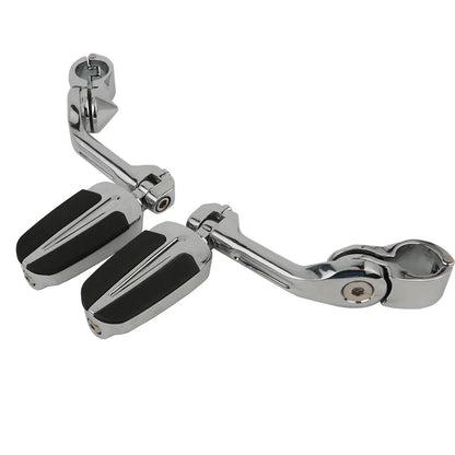 Highway Bar Footpegs Long Angled Adjustable Mount for Harley Touring Softail