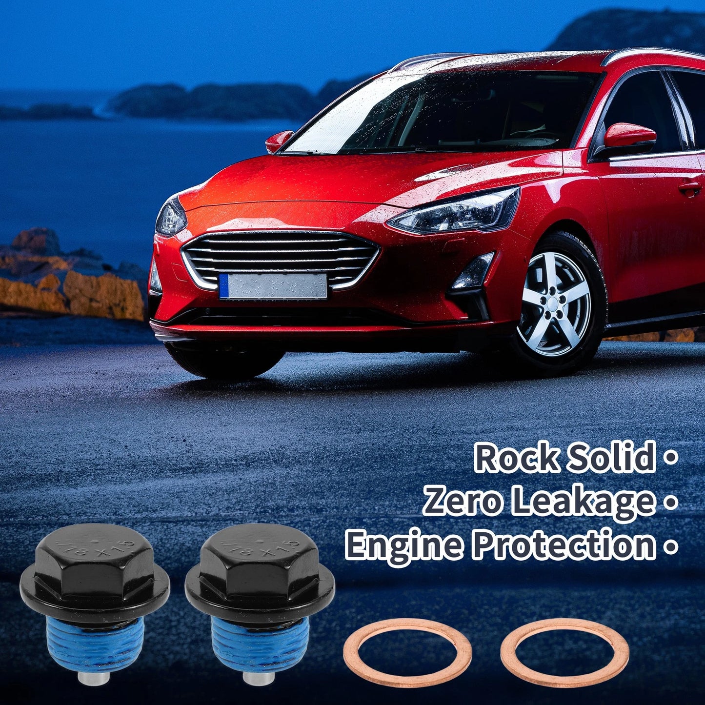 Set of 2 M18x1.5 Copper Oil Drain Plug with Gasket for Car Motorcycle