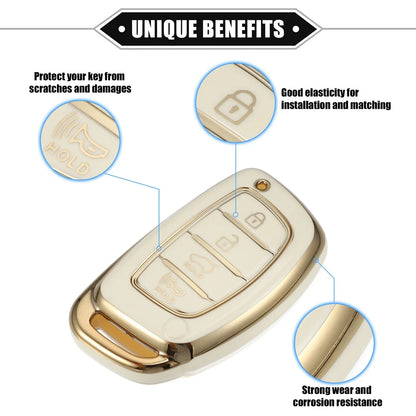 TPU White 4 x Button Remote Keyless Key Fob Cover for Hyundai Elantra Sonata