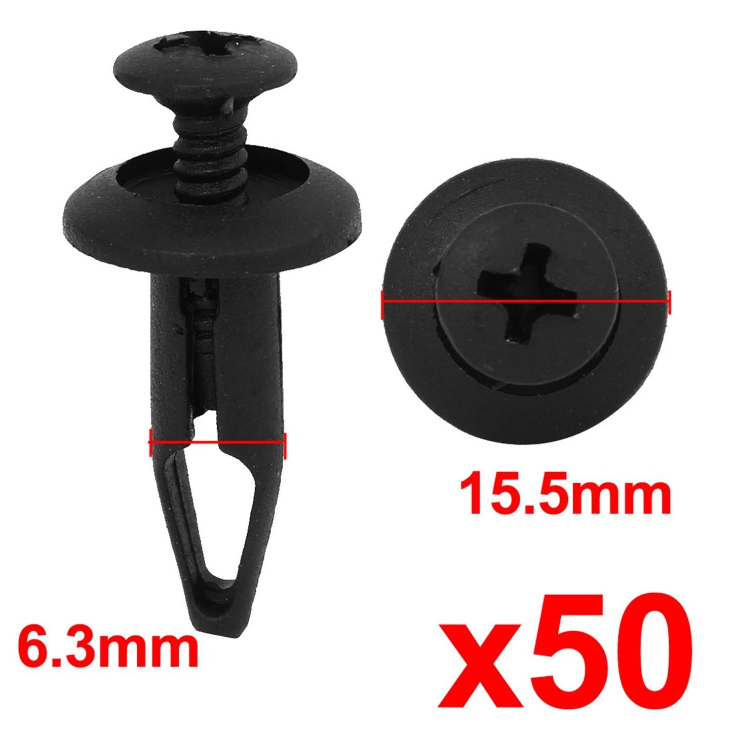 50 Pcs Push-in Rivet Retainer Fasteners for Ford (Various Models)