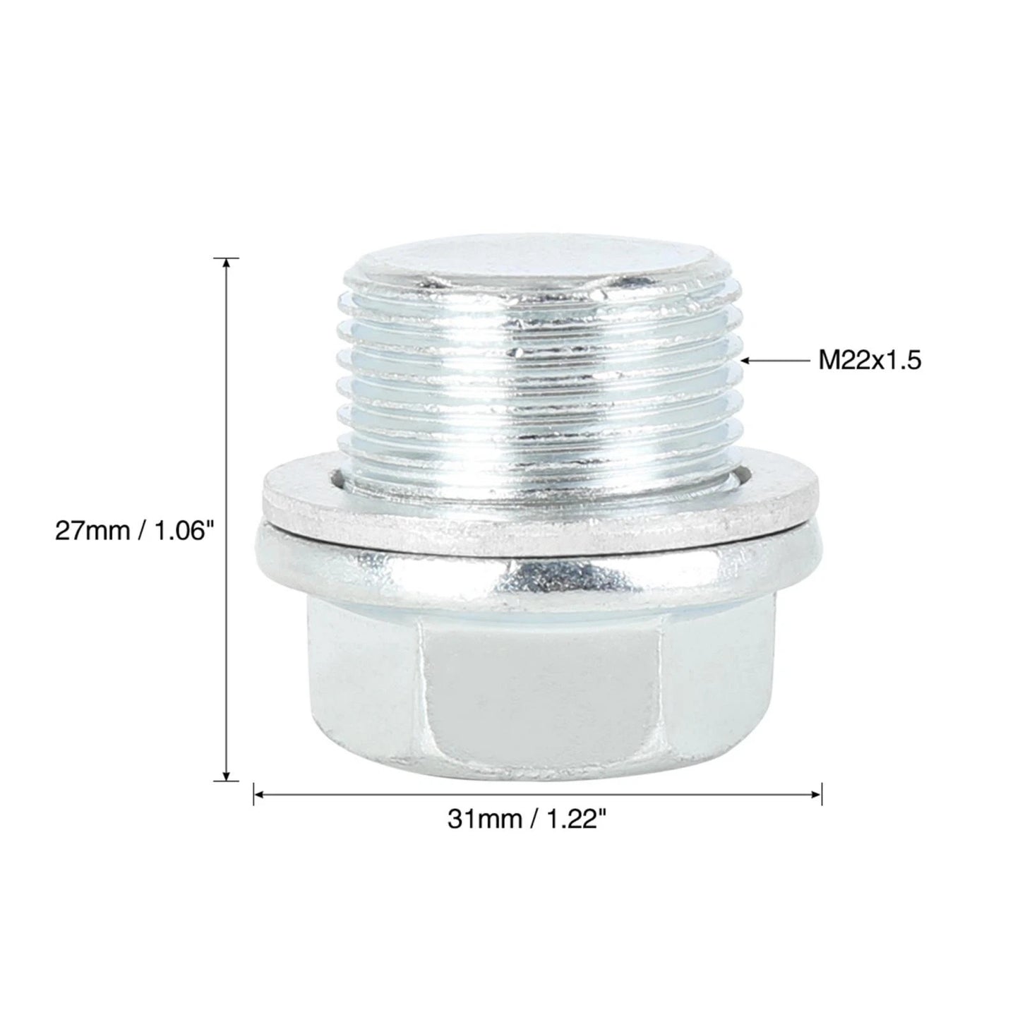 Set of 5 M22x1.5 Metal Oil Pan Drain Cap Screw Bolt Plug with Gasket