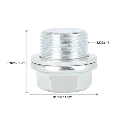 Set of 5 M22x1.5 Metal Oil Pan Drain Cap Screw Bolt Plug with Gasket