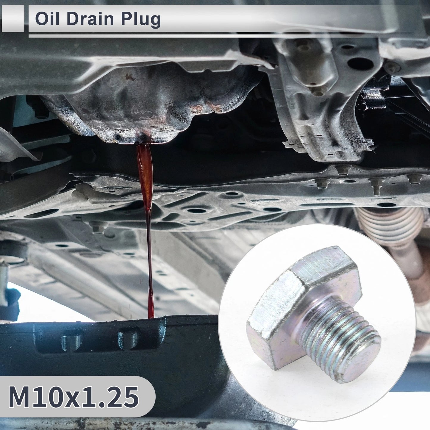 Set of 1 M10x1.25 Engine Oil Drain Plug with Gasket for Car Motorcycle