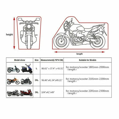 Black Motorcycle Tarpaulin Cover for L Motorcycle (UV, Waterproof)