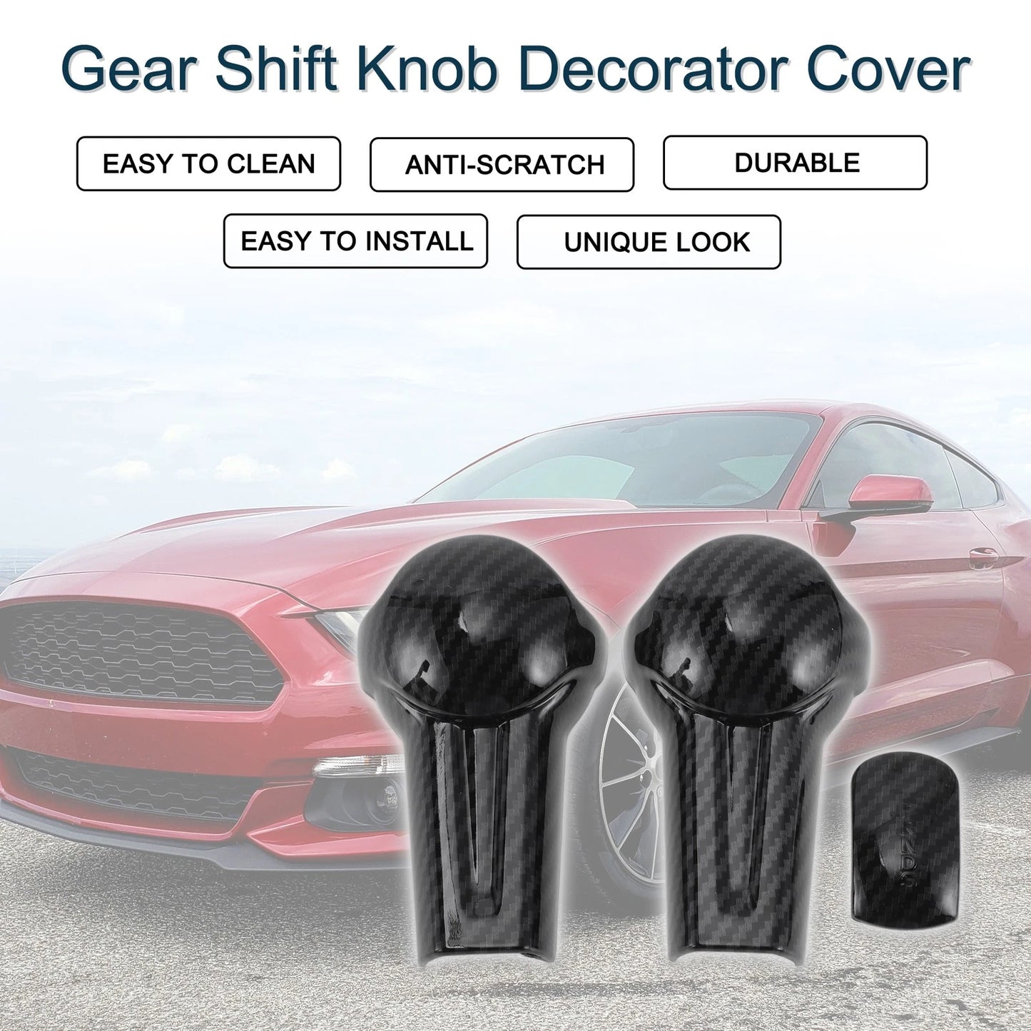 Gear Shift Knob Cover for Ford Mustang (2015–2023) Black