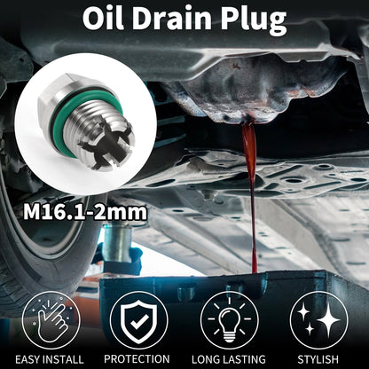 Set of 1 M16.1-2mm Copper Oil Drain Plug with Gasket for Car Motorcycle