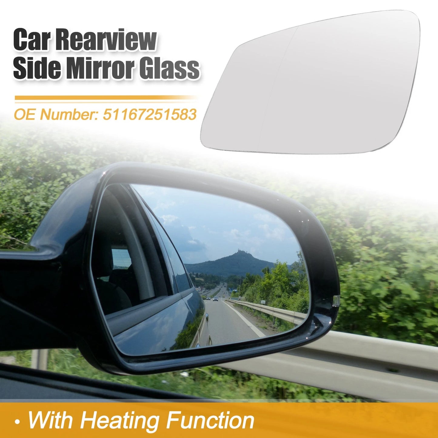 Heated Rearview Mirror Glass for BMW 5 Series (No. 51167251583)