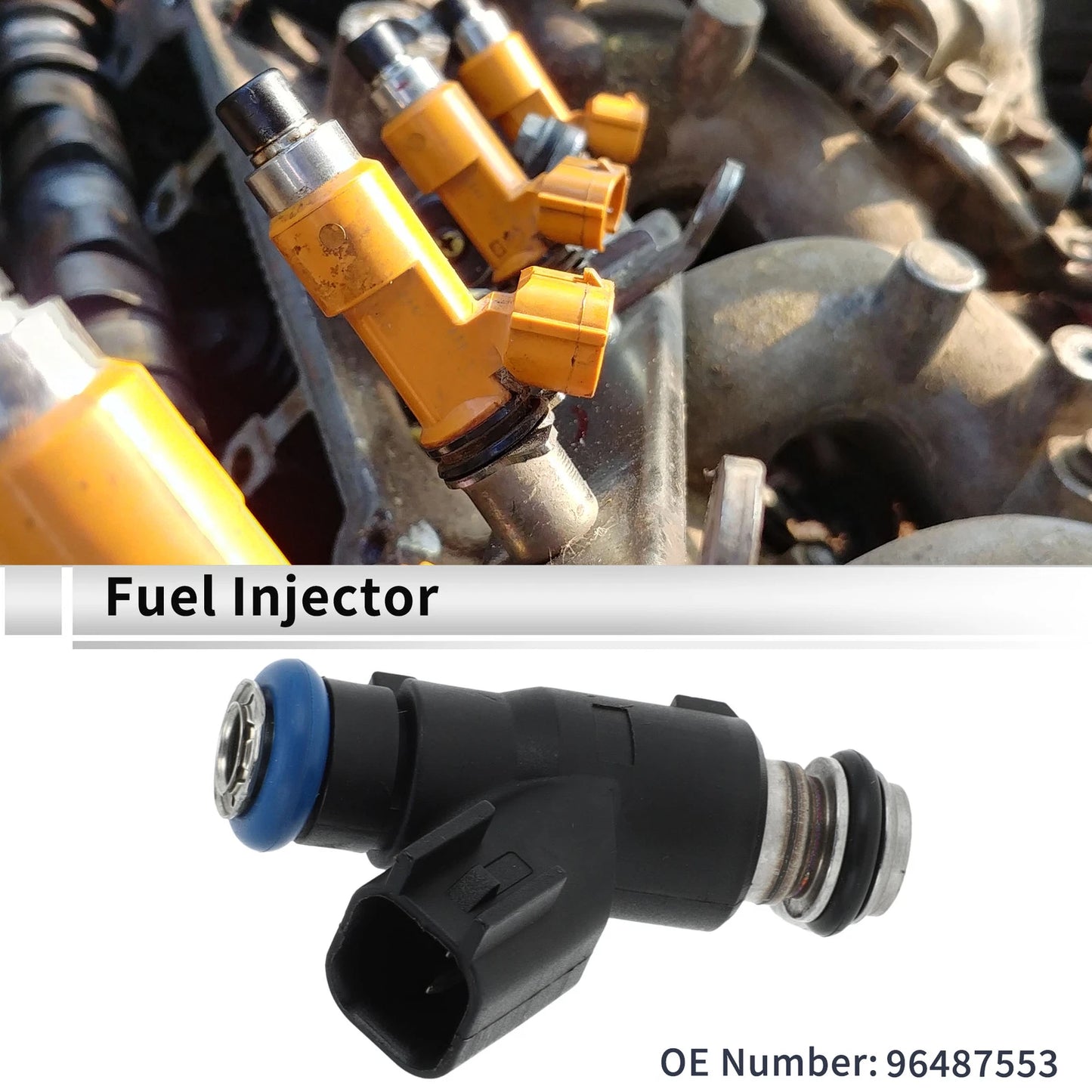 Fuel Injector No. 96487553 for Chevrolet Aveo 1.6L (2006–2008) 1 Pc Black
