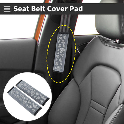 Set of 2 Gray Seat Belt Cover Pads for Universal Fit (23cm)