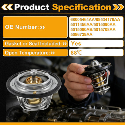 Engine Coolant Thermostat 5011456AA for Dodge Ram 2500 (1998–2009) with Seal