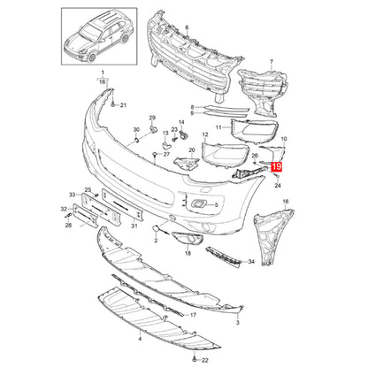 Right Front Bumper Upper Clip Bracket for Porsche Cayenne (2015–2017)