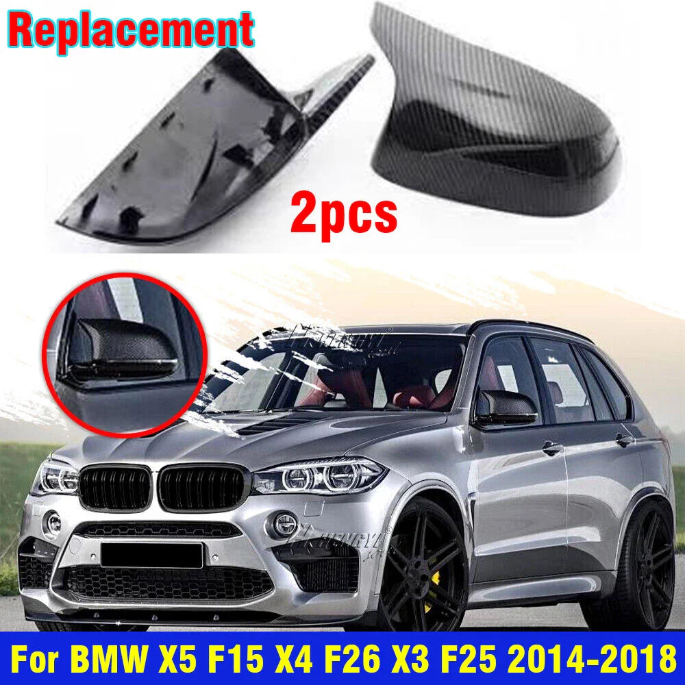 Carbon Fiber Snap-On Side Mirror Cover Cap for BMW X5 X4 X3 (2014–2018)