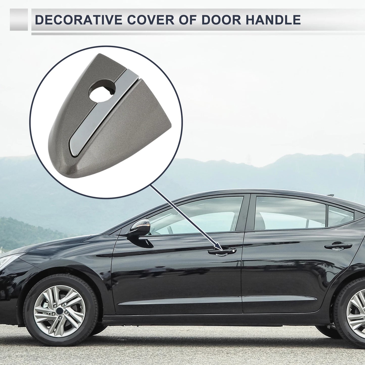Front Left Door Handle Lock Cylinder Cover for Toyota Corolla (2014–2018) Deep Gray