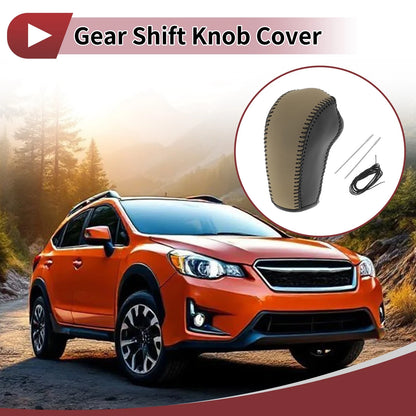Gear Shift Knob Cover for Subaru Forester (2014–2017) Black Beige Faux Leather