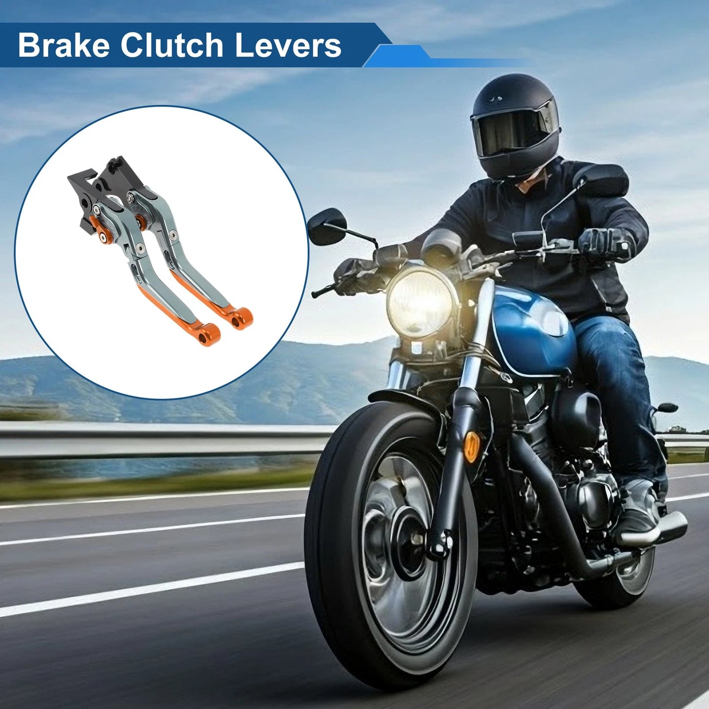 Brake Clutch Levers for BMW G310R (2017–2021) Titanium Handle Orange End 1 Pair