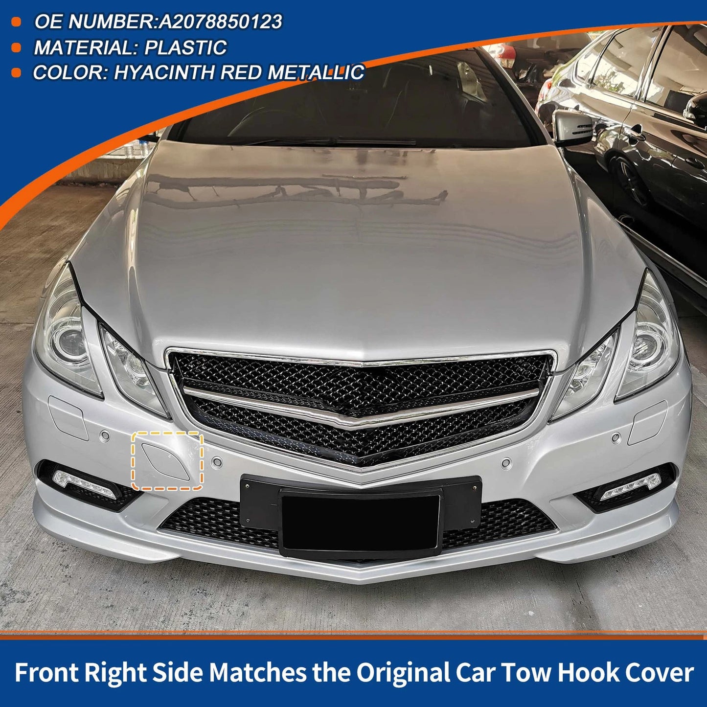 Tow Hook Cover for Mercedes-Benz E350 (2010–2014) No.A2078850123 Red