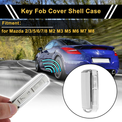 TPU Silicone Car Key Case for Mazda 2/3/5/6 (4 Buttons) - White/Silver Edge