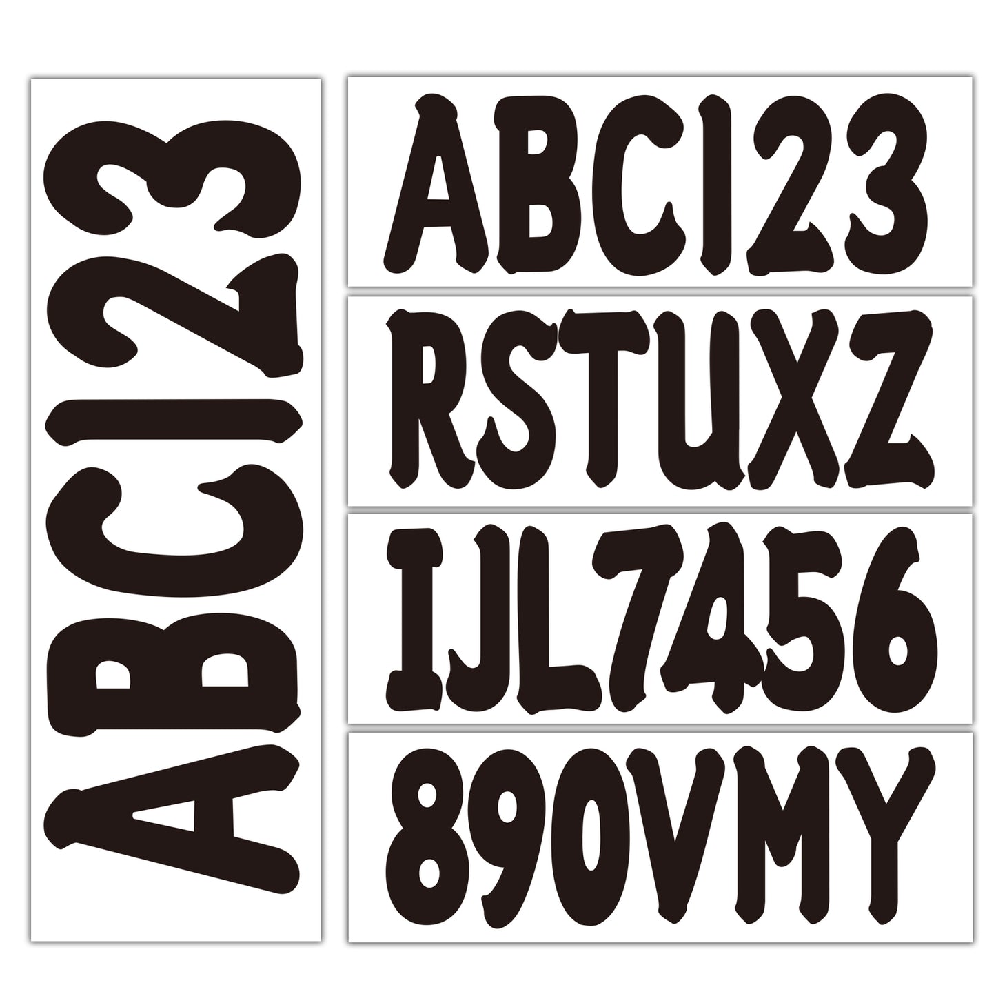 Set of 4 Custom Boat Registration Numbers Decals A-Z & 0-9 - Black