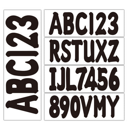 Set of 4 Custom Boat Registration Numbers Decals A-Z & 0-9 - Black