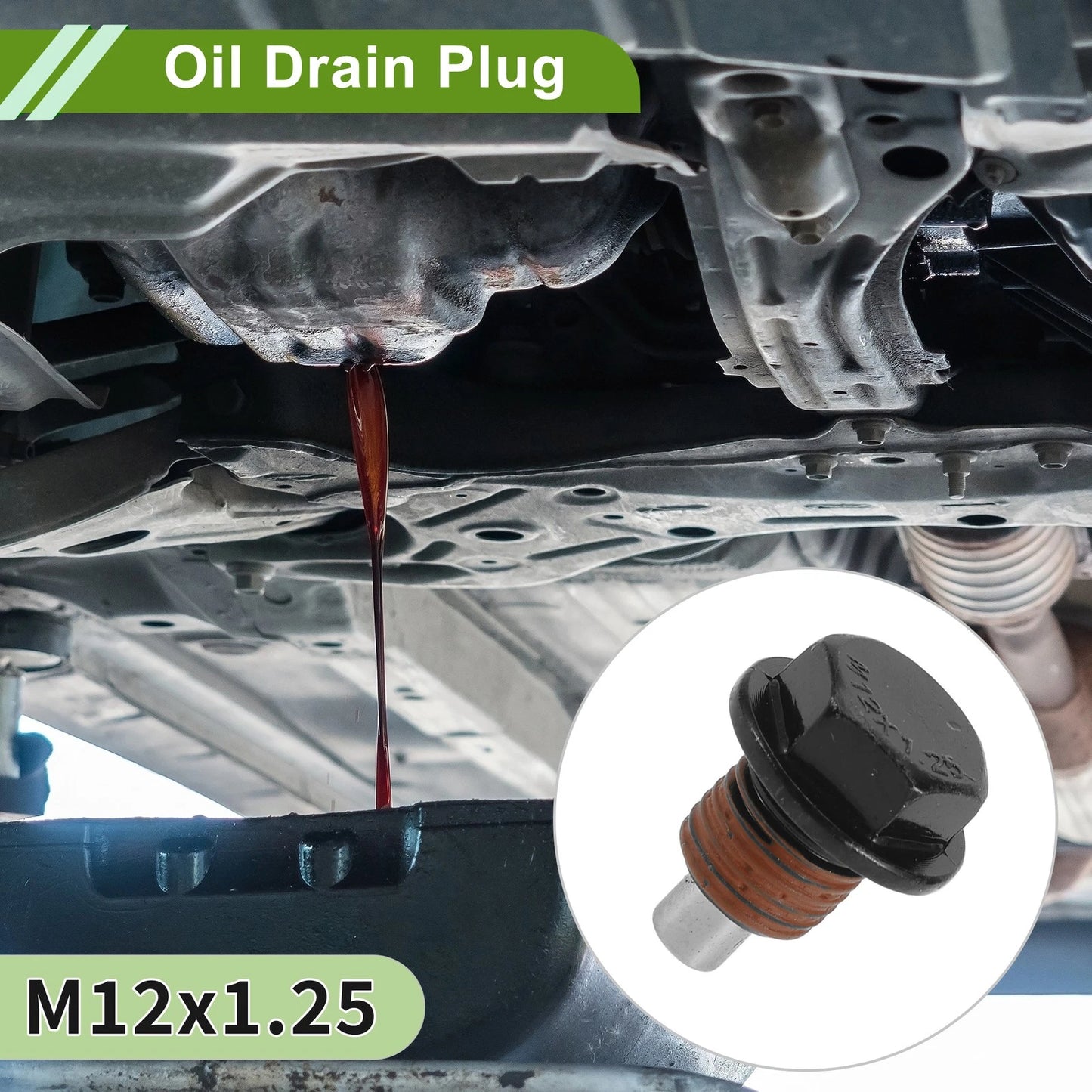 Set of 2 M12x1.25 Copper Oil Drain Plug with Gasket for Car Motorcycle
