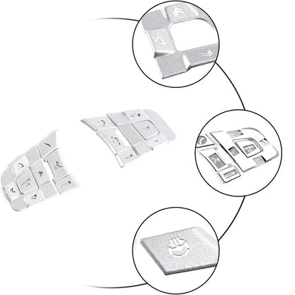 Silver Alloy Steering Wheel Button Cover Trim for Jaguar F-Pace, F-TYPE, XE, XF (2016-2023)