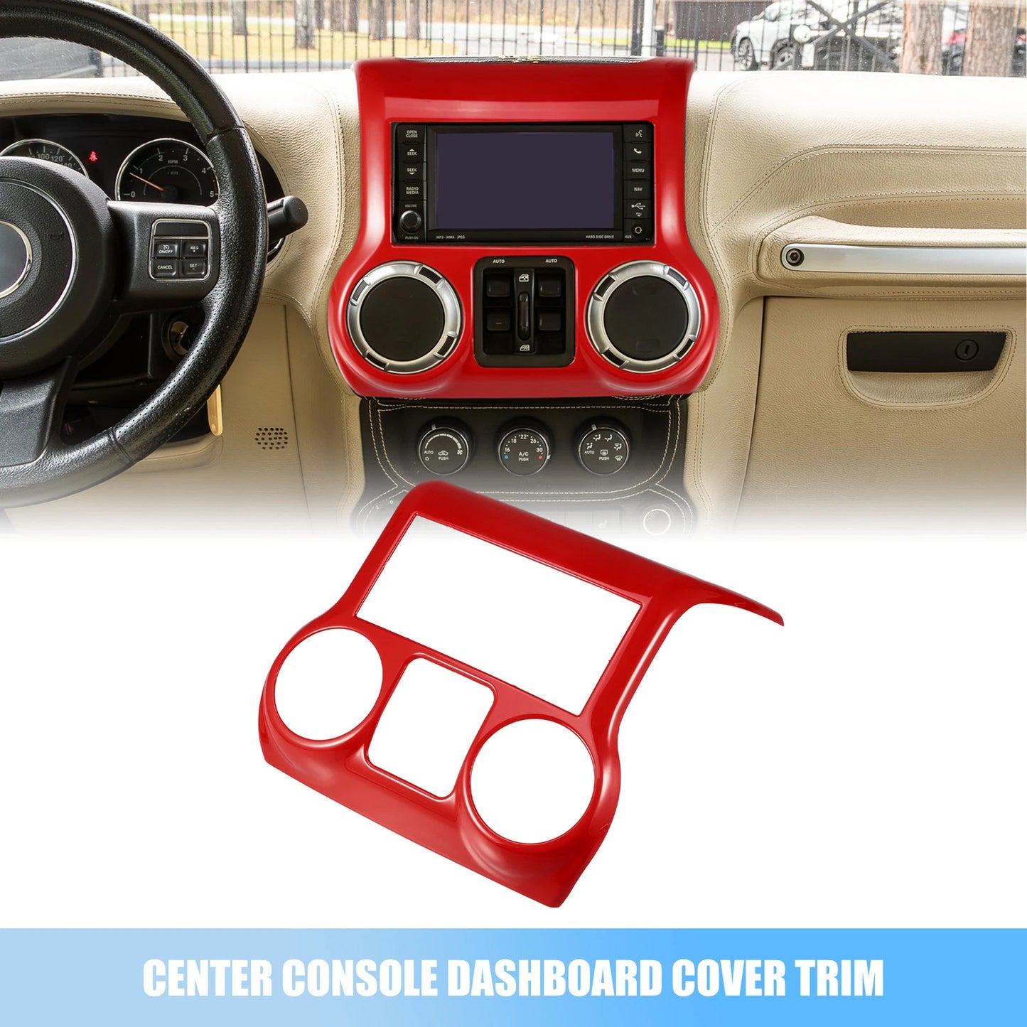 1 Pcs Red Center Console Dashboard Cover Trim for Jeep Wrangler JK (2011–2017)
