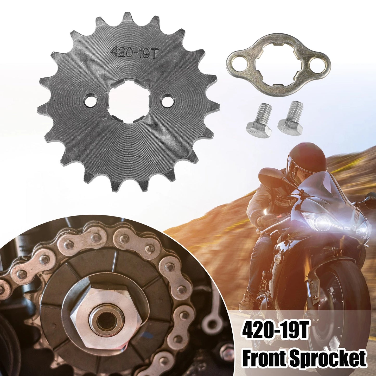 Set of 1 Front Engine Sprocket 420 19T 20mm for Dirt Bike Mini Bike