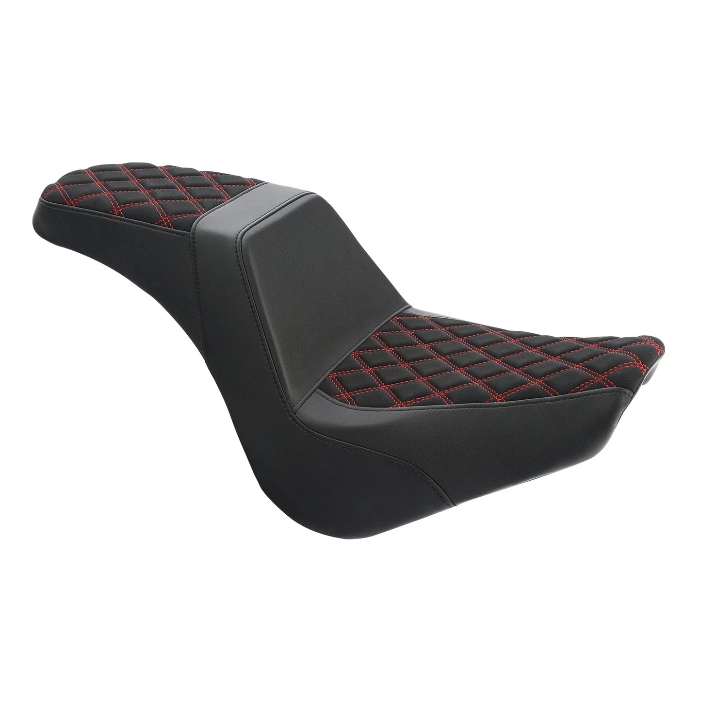 Black Red Driver Passenger 2-Up Seat for Harley Softail Street Bob (2018-2025)