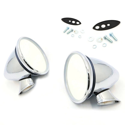 Chrome Alloy Door Fender Mirrors   - Pair