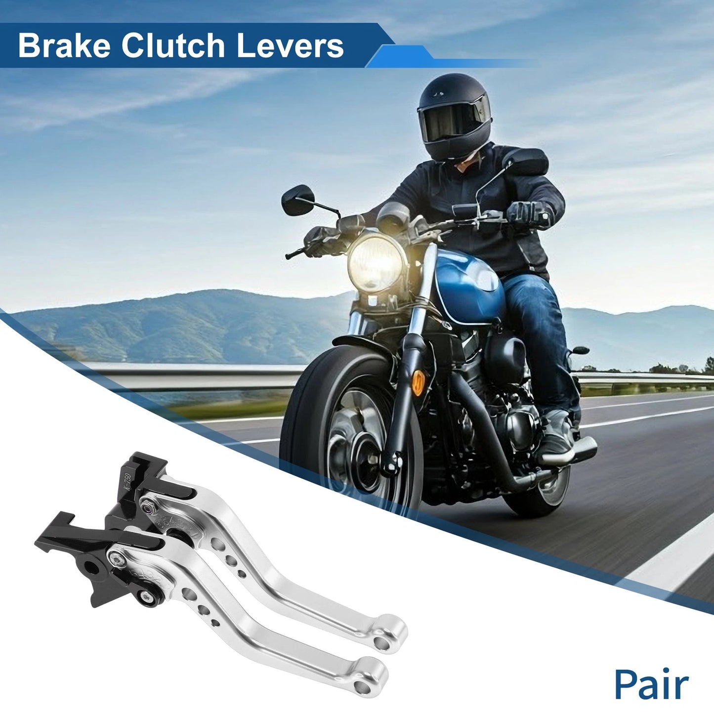 Short Brake Clutch Levers for Kawasaki Ninja 650R/ER-6F/EX650 (2017–2022) Silver Tone