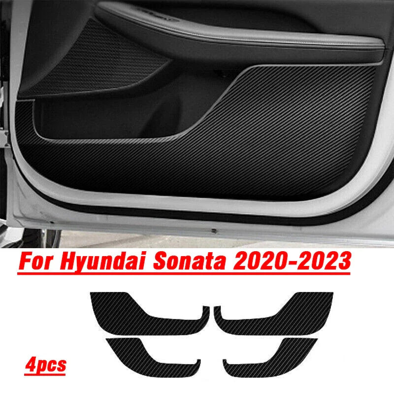 Carbon Fiber Door Anti-Kick Guard Pad Trim for Hyundai Sonata (2020–2023)