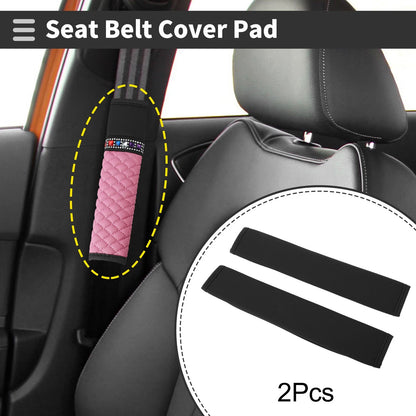 Set of 2 Black Leather Seat Belt Cover Pads for Universal Fit (11.81 inch)