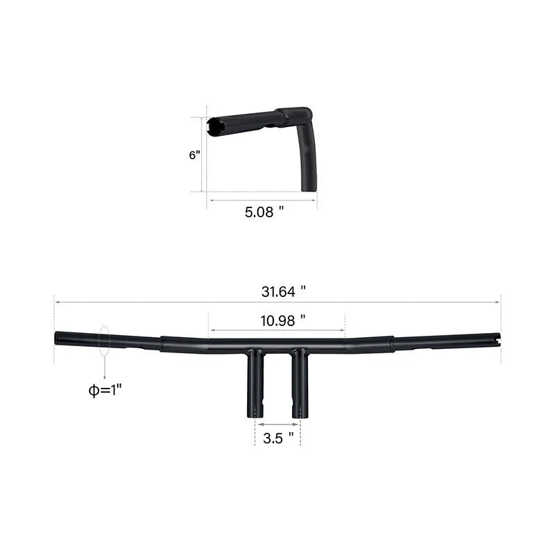 6" Rise Fat 1.25" T-Bars Handlebars for Harley FLST FXST