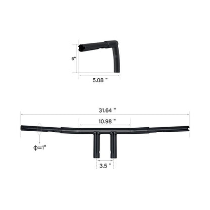 6" Rise Fat 1.25" T-Bars Handlebars for Harley FLST FXST