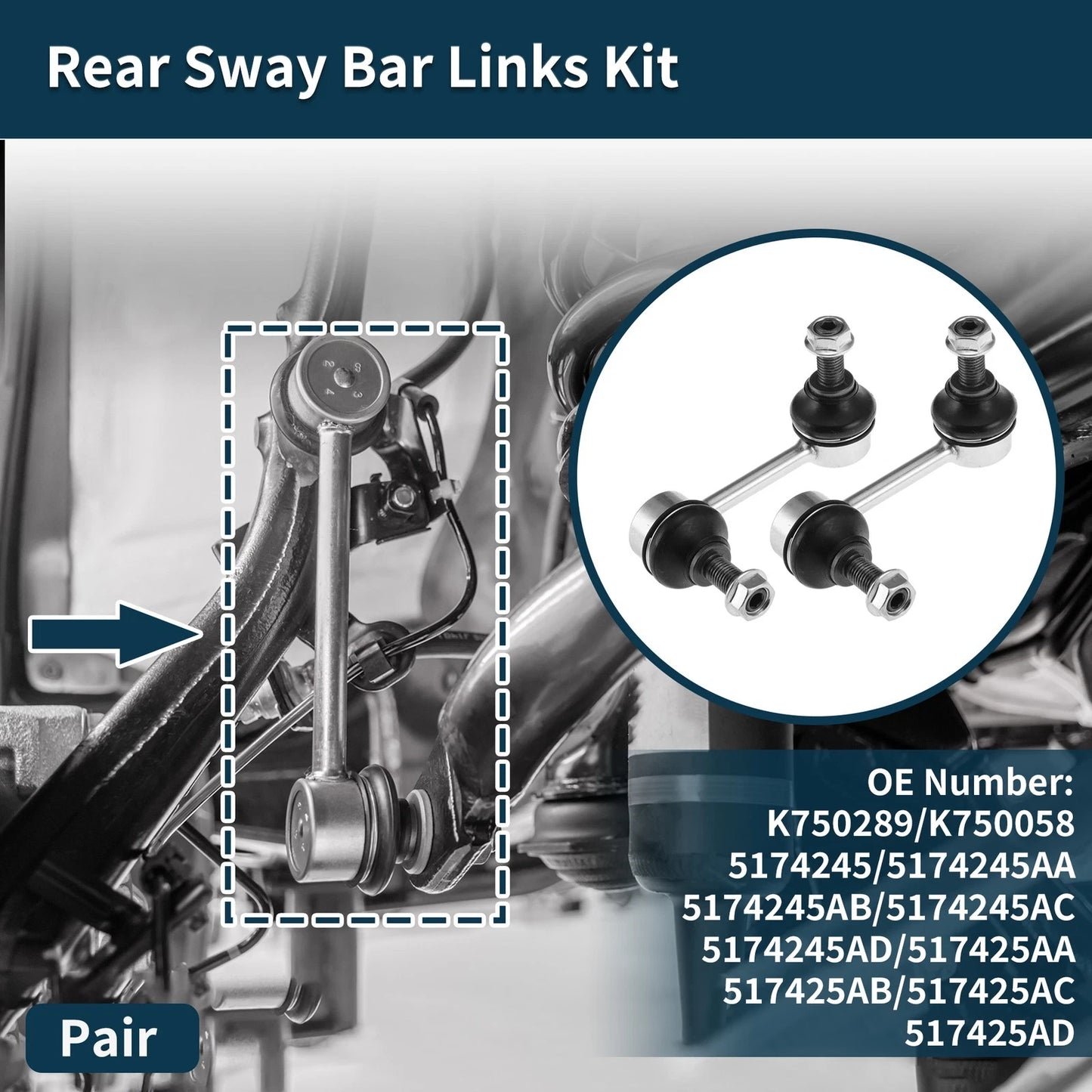 Rear Stabilizer Link Bushingless for Dodge Caliber (2008–2012)
