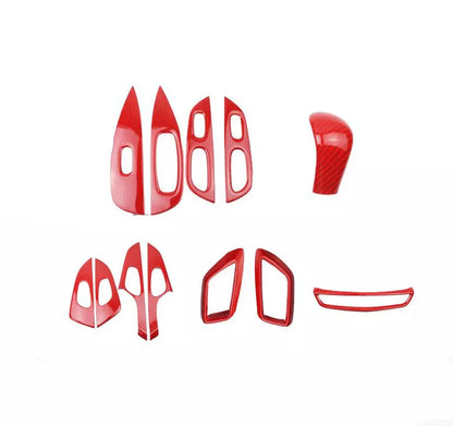 Trim Cover / 12x / Red Carbon Fiber Look Interior for Nissan Rogue (2014–2020)