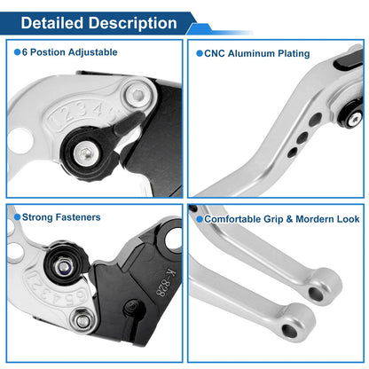 Adjustable Short Brake Clutch Levers for Kawasaki ZX6R/ZX636R/ZX6RR (2000–2023)