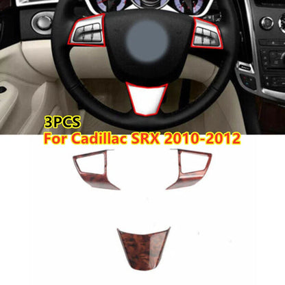 Wood Grain Steering Wheel Button Frame Cover Trim for Cadillac SRX (2010–2012)