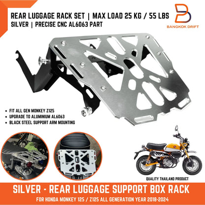 Silver Rear Luggage Rack Cargo Support for Honda Monkey 125 (2018-2023)