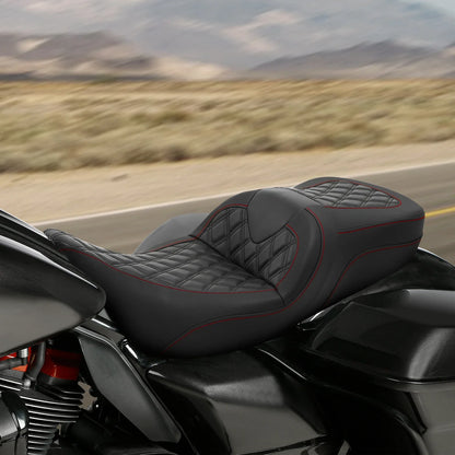 Driver & Passenger Seat for Harley Electra Glide 2009-2023 Black Red