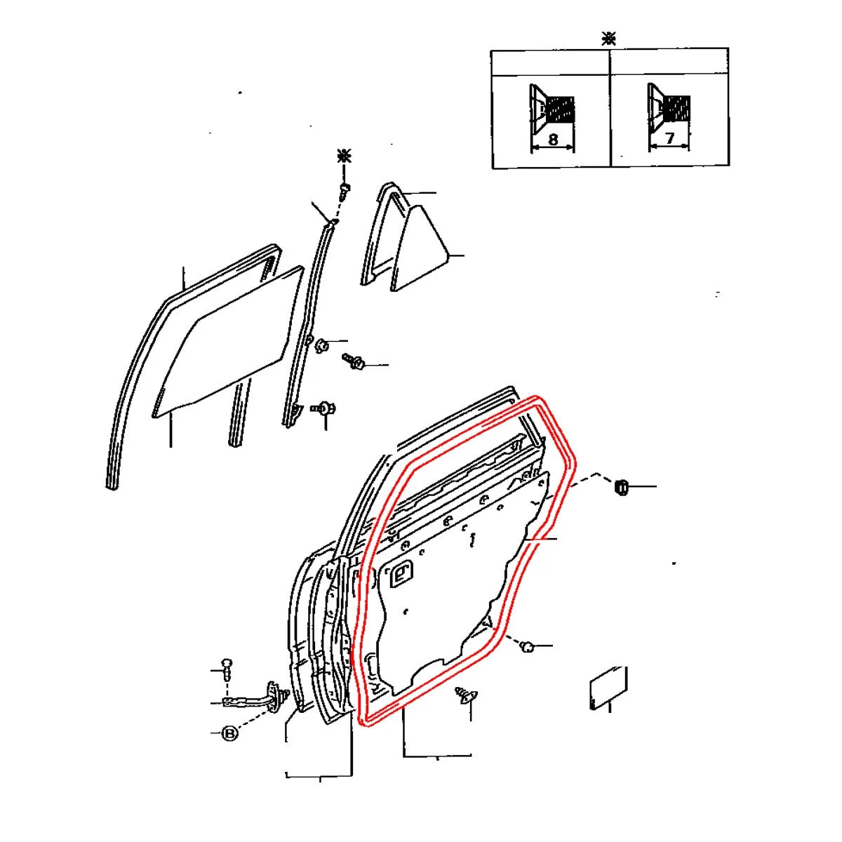Rear Door Weatherstrip for Toyota Corona Carina II GL XL Sedan (1983–1992)