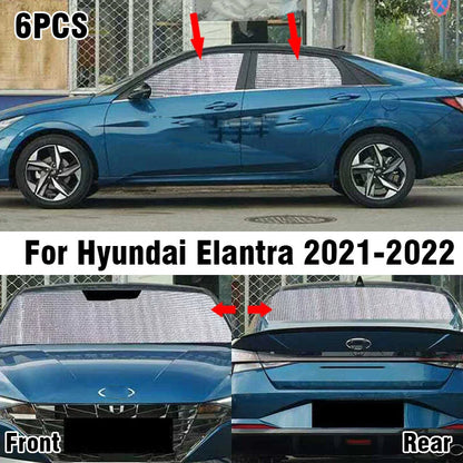6 x Front/Side/Rear Window Privacy Sunshade Hyundai Elantra (2021–2022)