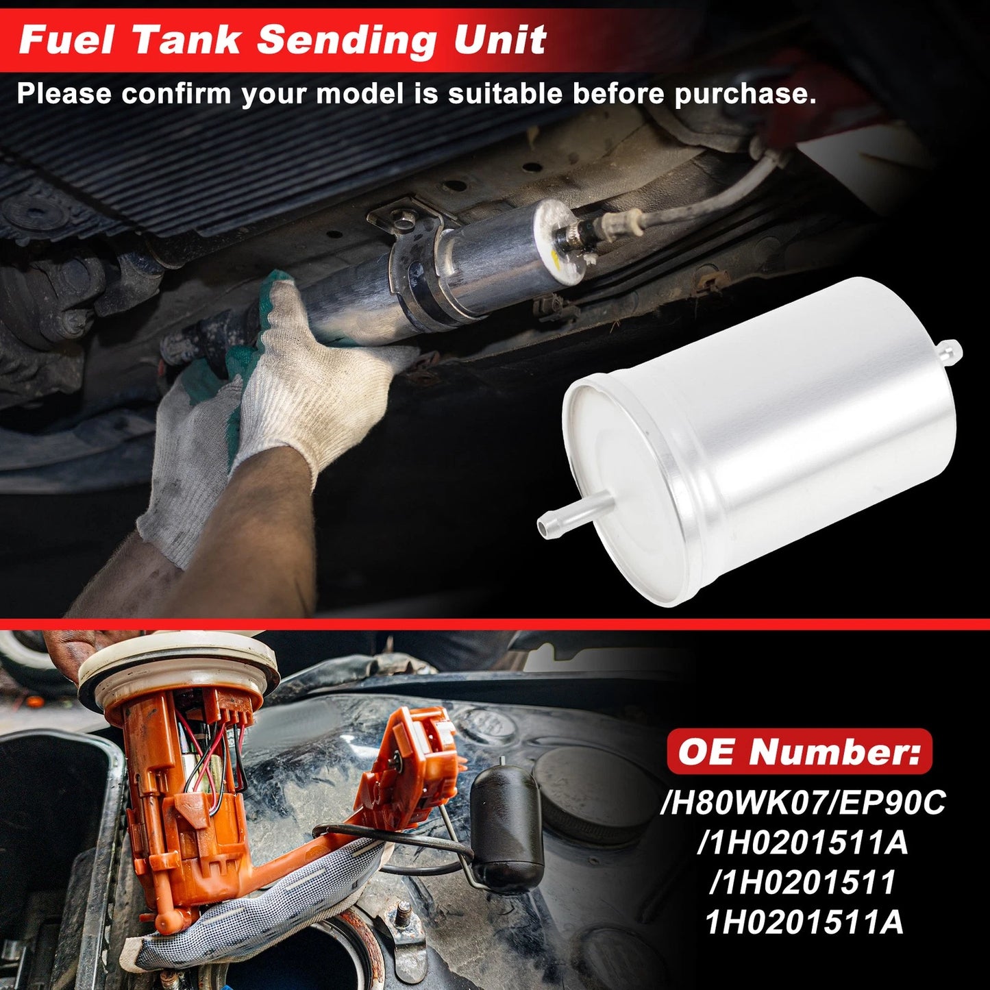 Fuel Filter Assembly for Ford F-150 F-250 (1986–1991) No.H80WK07/EP90C Metal
