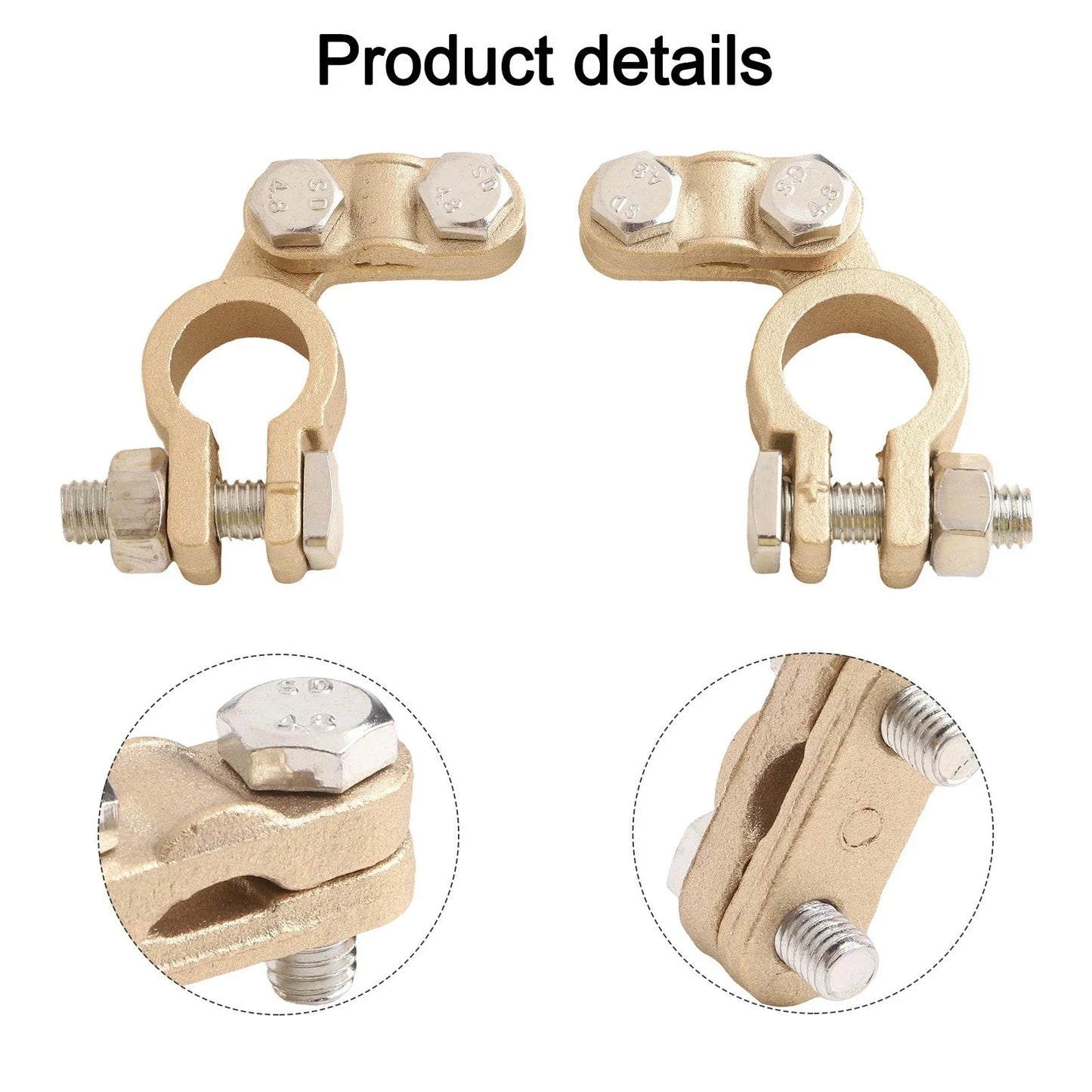 2 x Battery Pole Terminals with Clear Labels