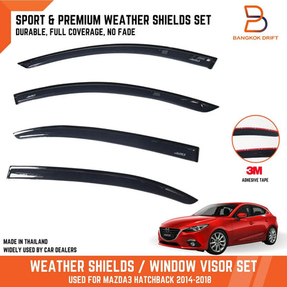Weather Shield Window Visor Rain Guard for Mazda 3 Hatchback (2014-2019)
